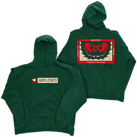 Hearts Holding Hands Green Hoodie